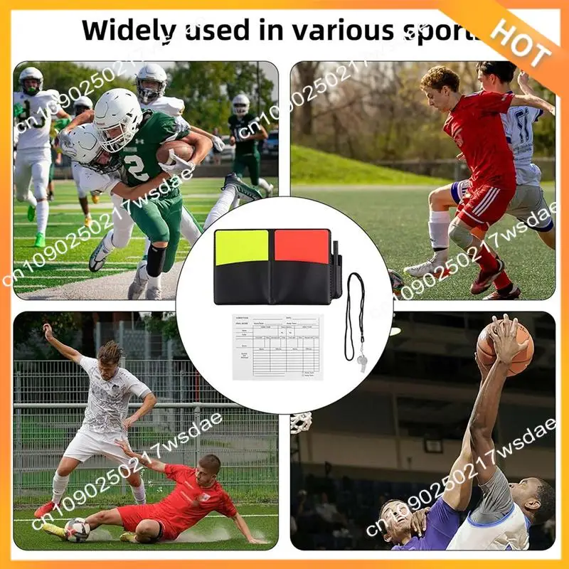 Kit de árbitro de fútbol X08A, kit de árbitro de fútbol de advertencia incluye tarjetas amarillas y rojas, silbato de sonido fuerte y nítido con cordón