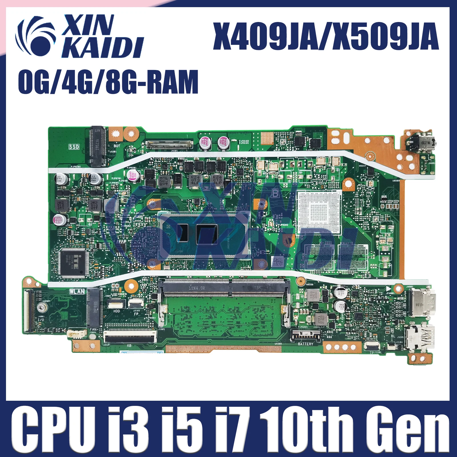 

X409JA Notebook Mainboard X509JA R409J A409J F409J A509J F509J P1510CJA Laptop Motherboard CPU I3 I5 I7-10th Gen 0G/4G/8G-RAM