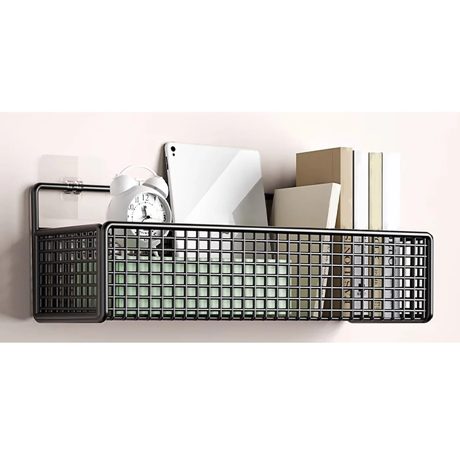 

Wall Metal Basket Space Saving Multifunctional Strong Load Bearing Simple Wall Storage Basket Practical Drill for Bedroom