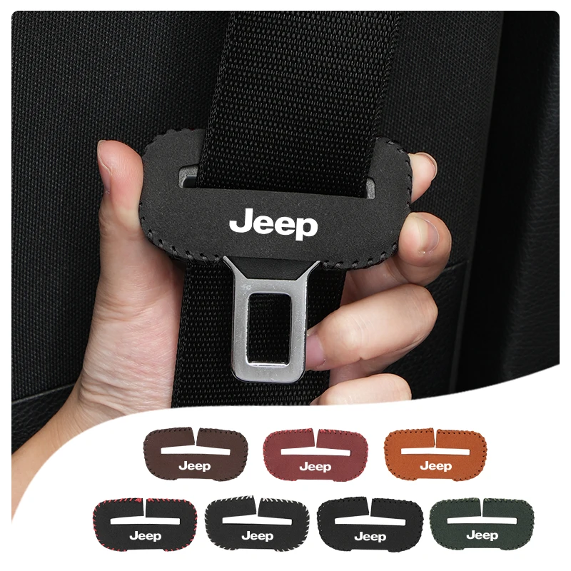 Car Seatbelt Flap Leather Narrow Buckle Protector For Jeep Renegade Compass Wrangler Grand Cherokee Patriot Liberty Commander