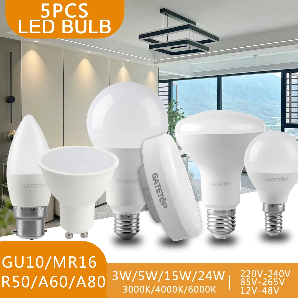 

5PCS LED Bulb E27 E14 B22 AC220-240V 5W 9W 18W 24W Energy Saving LED Spotlight GU10 Lighting Bombilla Living Room Home Lampada