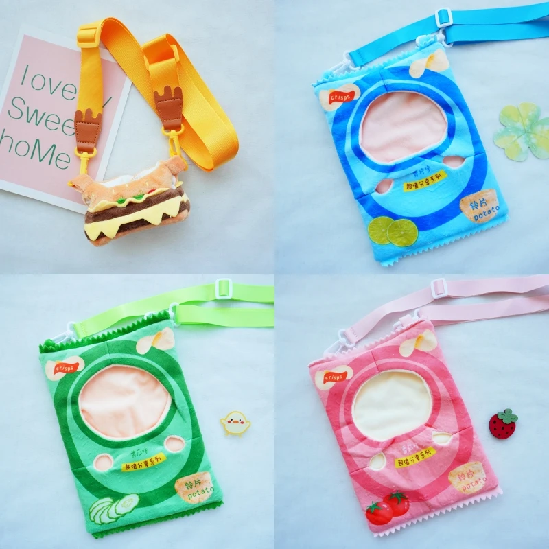 

Kawaii Potato Chip Packets Messenger Bag Hamburger Crossbody Bag Accessories for 20cm Plush Cotton Idol Dolls Gift Collection