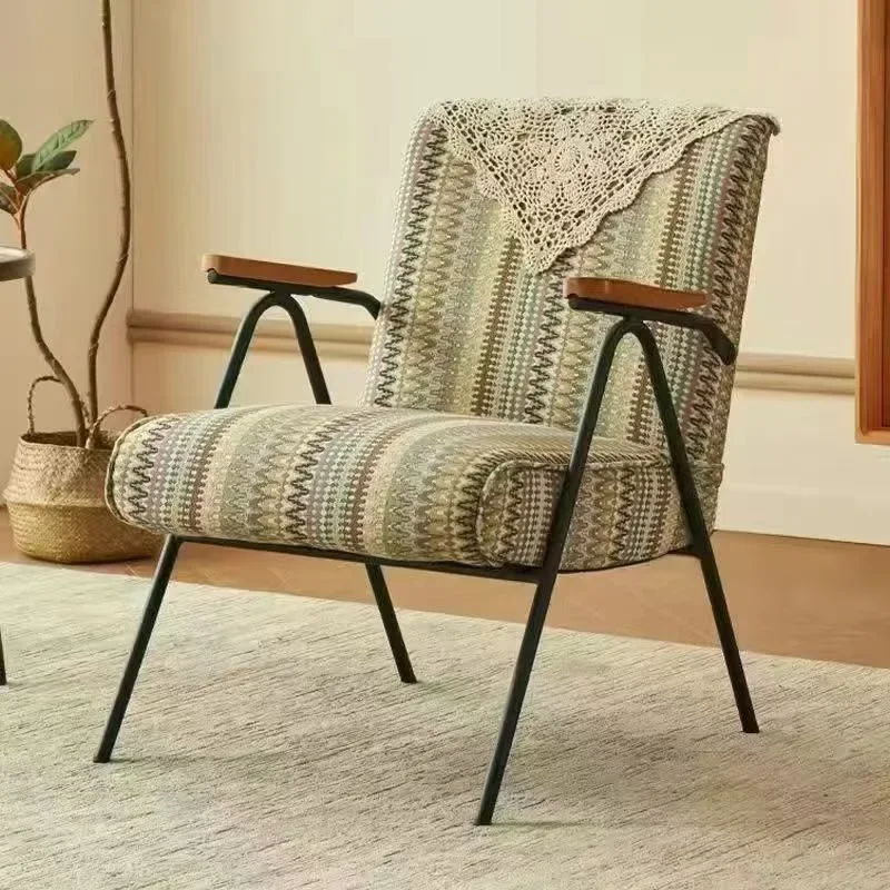 Nordic single sofa light luxury bed and breakfast chair apartment small bedroom balcony casual retro corduroy tiger chair
