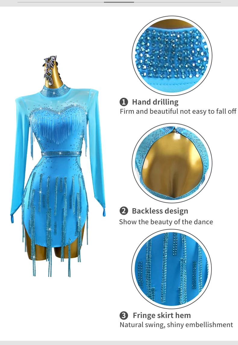 2026 Neuer Lateinamerikanischer Tanzrock, Sexy Damen-Tanzanzug, Partykleid für Mädchen, Trainingskleidung, Samba-Sportkostüme, Bühnenoutfit für Frauen – Detail 6