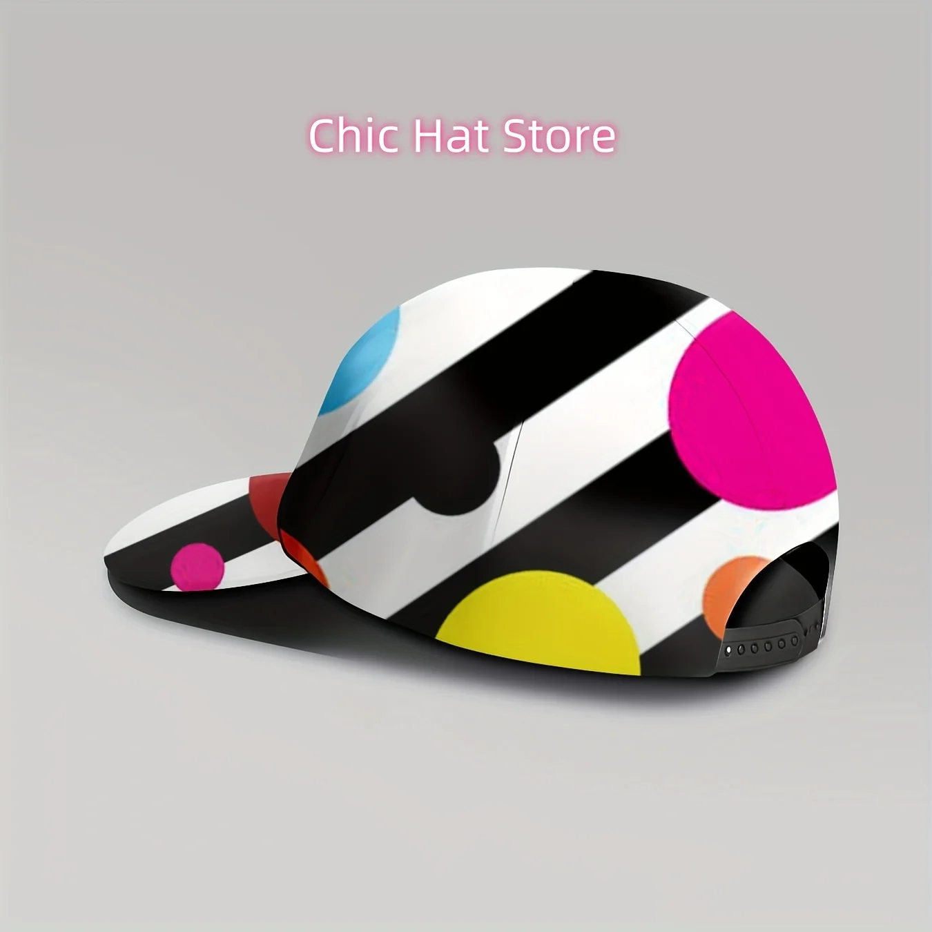 1pc, Vibrant Polka Dot Striped Baseball Hat, Abstract Design, Unisex Style, Casual Outdoor Use, Breathable And Adjustable, Sun P