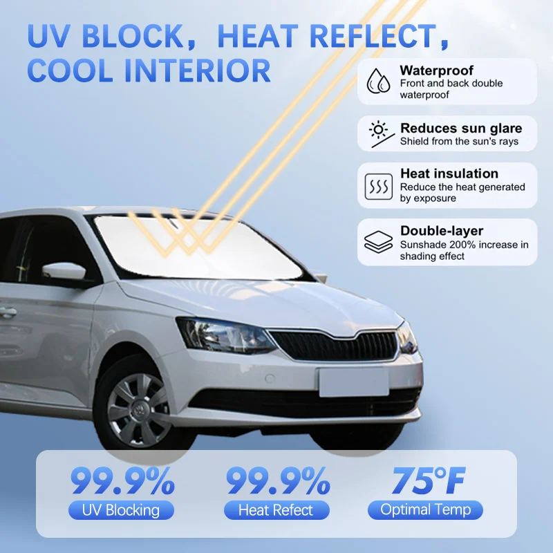

Car Windshield Sun Shade For Skoda Fabia 5J MK2 II Roomster Sunshade Sun Visor Protector Blocks UV Rays Summer Car Accessories