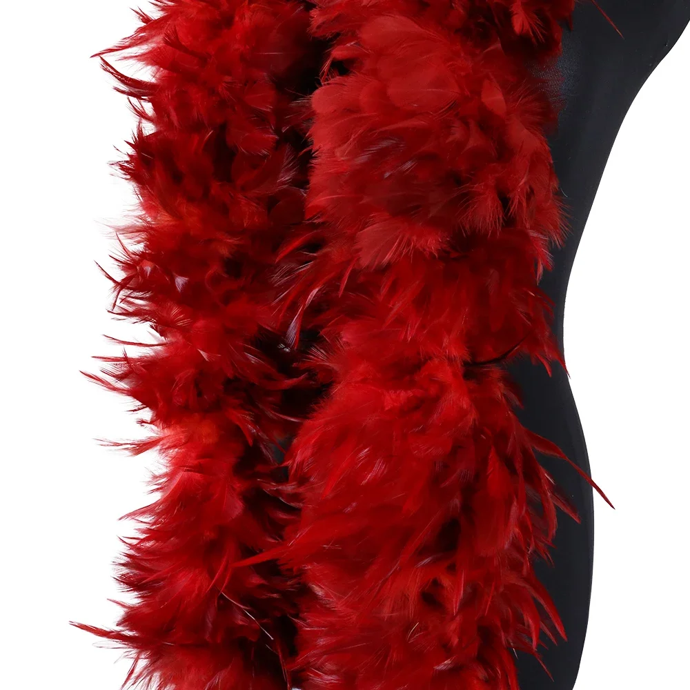 Chicken Feather Boa 2M Hackle Tip Plumes Soft Fringe for Dress Hat Home Carnival Sewing Decoration Rooster Feather Boa Accessory