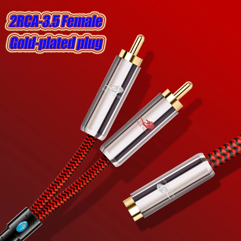 

3.5mm Jack Female to Dual RCA Male Audio Cable for Amplifier Speaker Receiver Home Theater Hifi System Y Splitter Shielded Cords