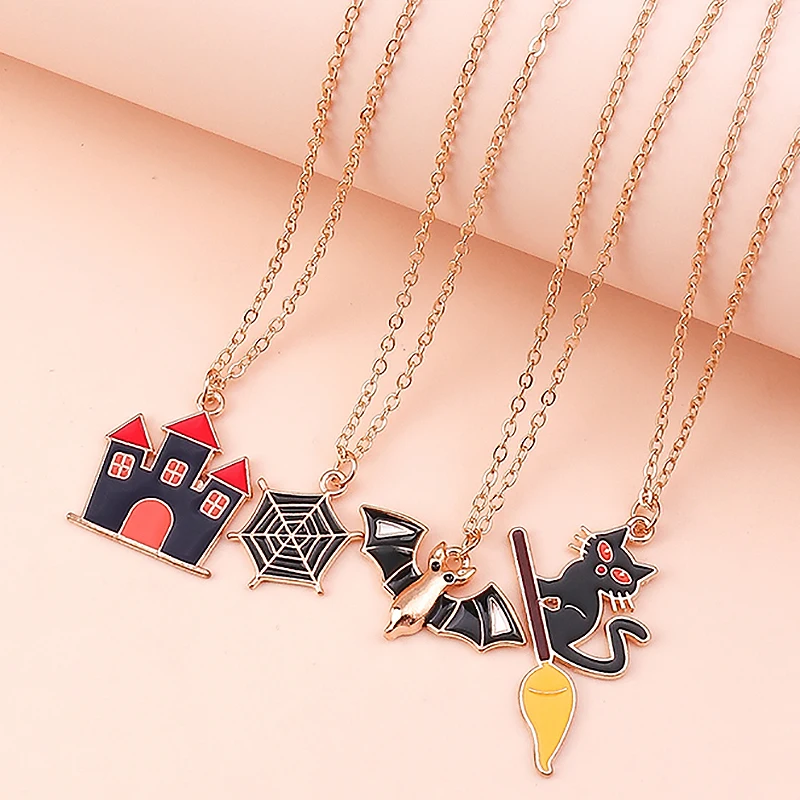 Women's Cute Enamel Halloween Necklace Set