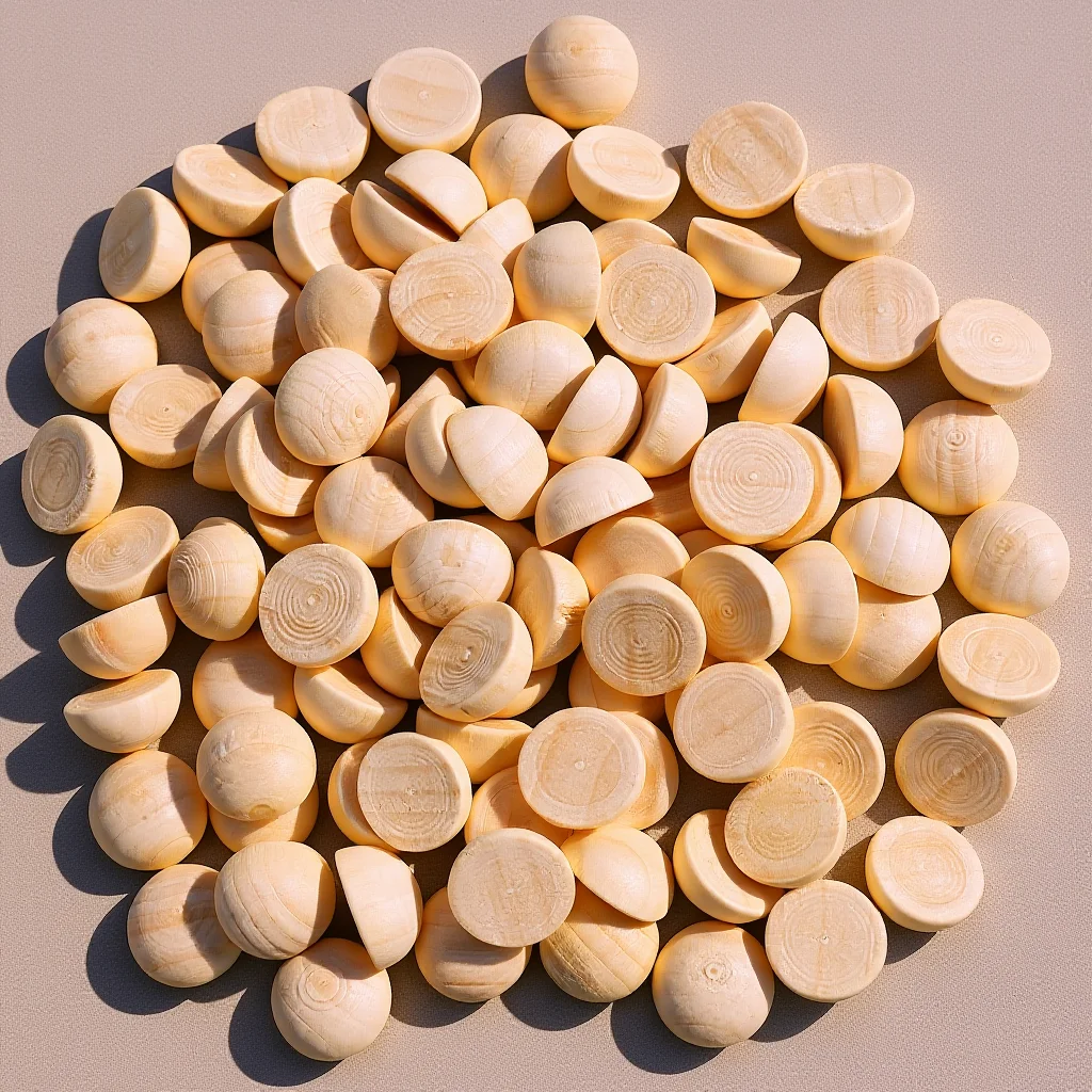 

100Pcs Half Wooden Balls Solid Smooth Round Wood Spheres Craft Beads for DIY Jewelry Home Decor Handmade Wooden Beads