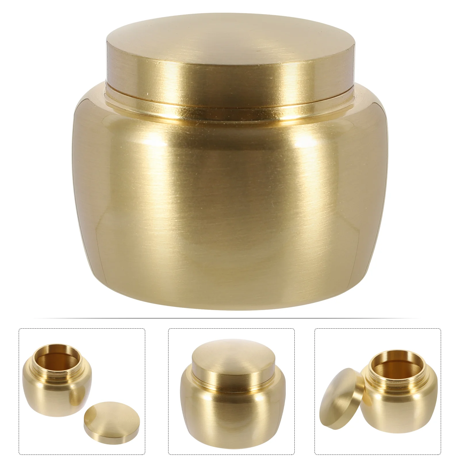 

Tea Holder Human Ashes Urn Cremation Metal Can Sealed Storage High Lid Incense Powder Pet Sealing Small Golden Copper Jar