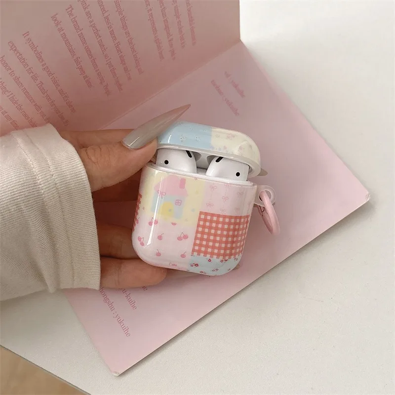 الربط منقوشة الأزهار نمط حقيبة سماعة الاذن ل Airpods Pro Pro2nd Fundas ل Airpod 1 2 3 4 غطاء حالات للصدمات مع هوك