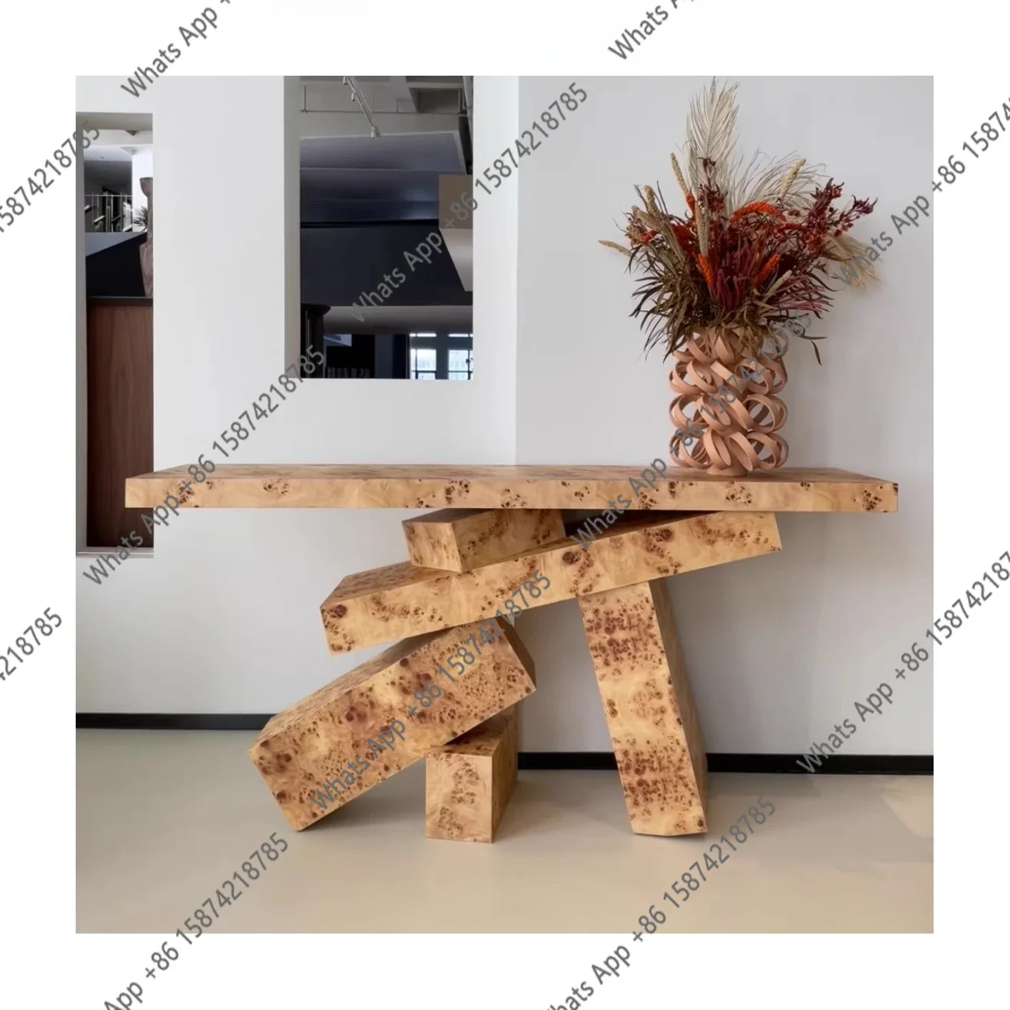 25X Medieval Style Designer Solid Wood Tree Tumor Pattern Xuanguantai Wabi Sansan Wind Creative Decoration Table American Countr