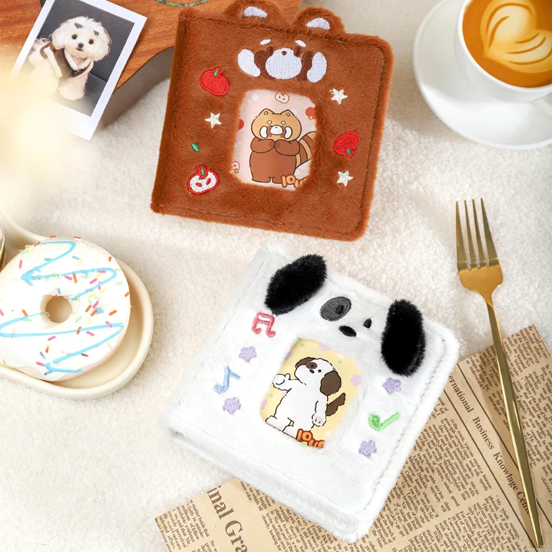 

Sweet Honey Bear Plush Photo Album Cartoon Red Panda Kawaii Photocard Binder for 3 Inch Kpop Idol Photocard Sleeves Anime Card