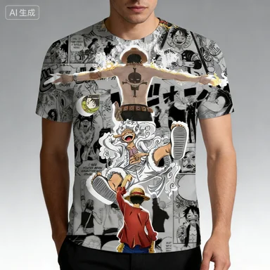 

Футболка для мальчиков в стиле аниме One Piece, косплей Луффи, мужская футболка с коротким рукавом, свободная, стильная, подарочная одежда, повседневная футболка для взрослых