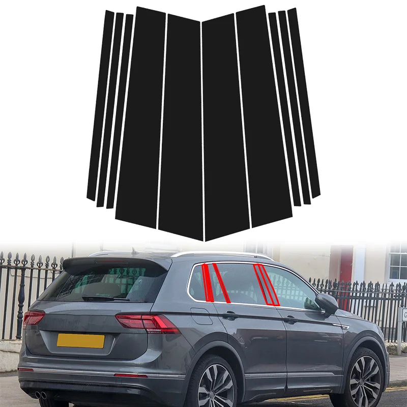 

10Pcs Car Window Door Pillar Posts Trim B C Column Cover Stickers Decal For Volkswagen Tiguan 2016-2019 2020 2021 2022 2023 2024