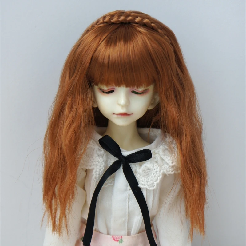 JD633 5-6inch 6-7inch 7-8inch 8-9inch 1/8 1/3 1/4 1/6  Princess Curl with Lovely braiding  band  Synthetic mohair BJD Doll wig