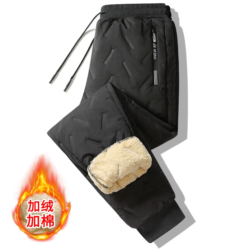 Tasche con zip invernali Addensare Pantaloni sportivi in pile Pantaloni da uomo Nero Grigio Imbottiture in cotone Pantaloni caldi Pantaloni termici