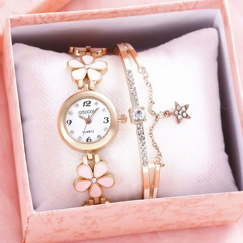 Summerinstyle-Reloj de pulsera con diseño de flores para mujer, pulsera con esfera pequeña, tendencia de moda