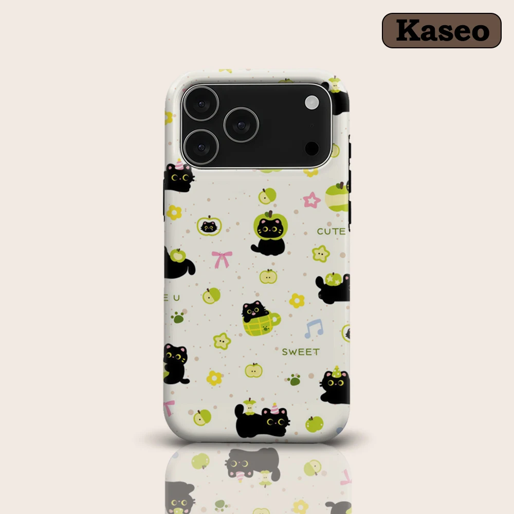 Black Cat Apple for Magnetic Phone Case for IPhone 17 16 15 14 13 Pro Max Plus Single Double-layer Tough Case