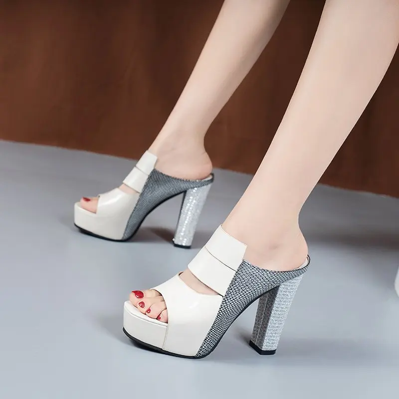 Summer Women Shoes Sexy Ladies High Heels Woman Square Heels Sandals Summer Ladies Shoes Women Sandals Thick Heel