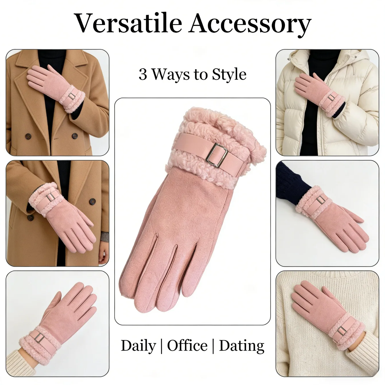 

Уличные лыжные велосипедные перчатки, женские зимние перчатки из овечьей шерсти с сенсорным экраном, совместимые с толстой флисовой подкладкой, морозостойкие перчатки для вождения