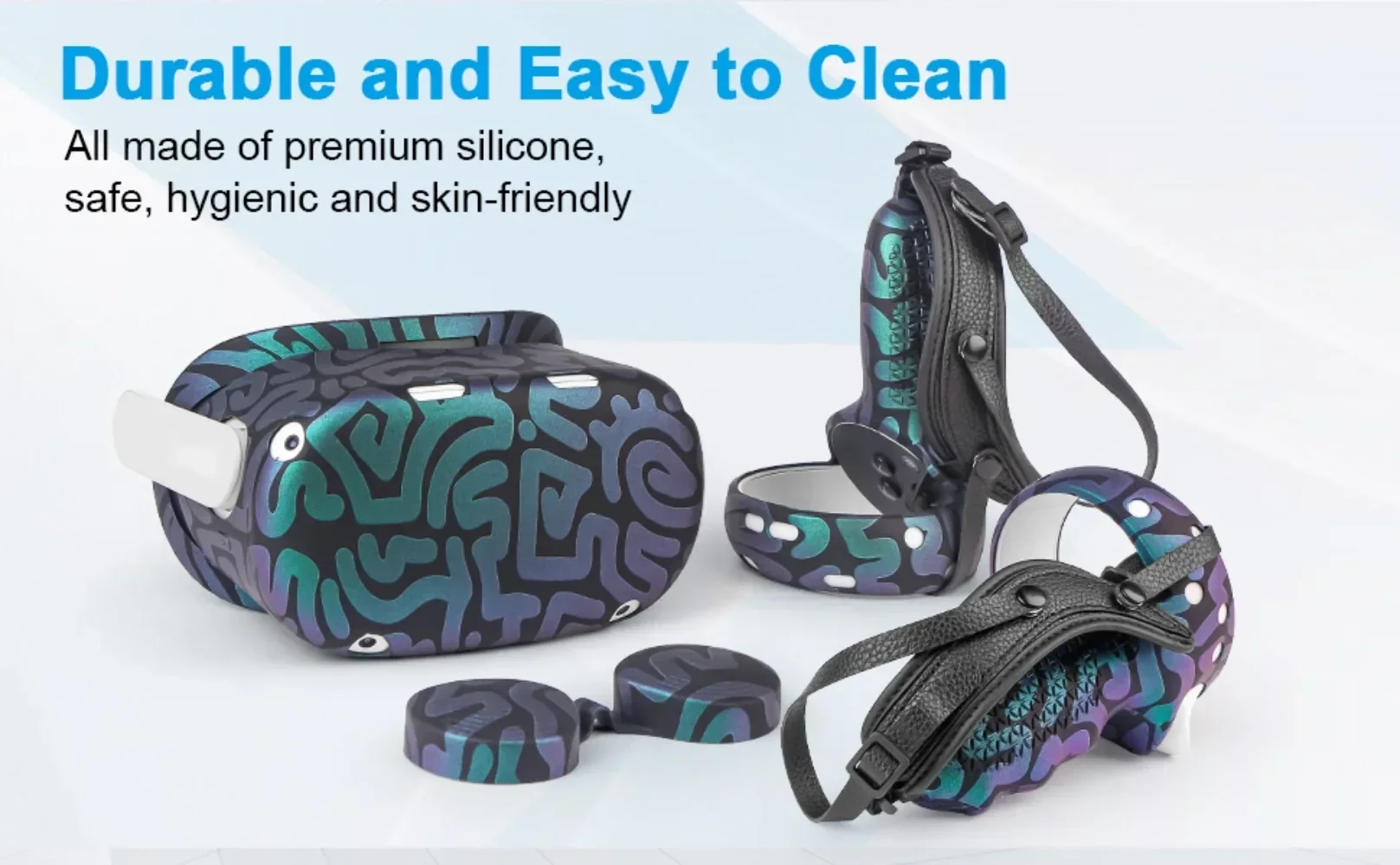 نظارات الواقع الافتراضي ثلاثية الأبعاد VR تدعم الواقع الافتراضي 360 درجة ° بانوراما شاشة كبيرة Bluelight لمجموعة غطاء سيليكون Oculus Quest 2