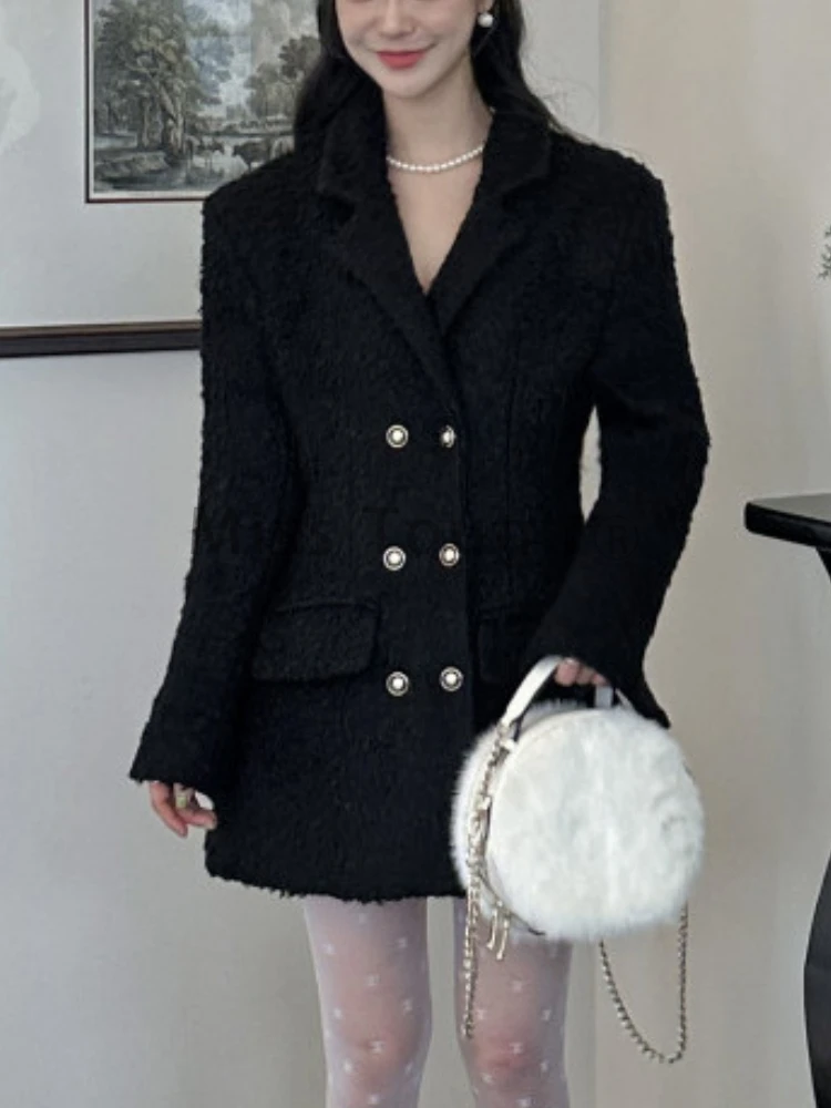 INS Blogger Graceful Gentle Sweet Lady Suit Collar vita che abbraccia il vestito dimagrante giacca di lana cappotto