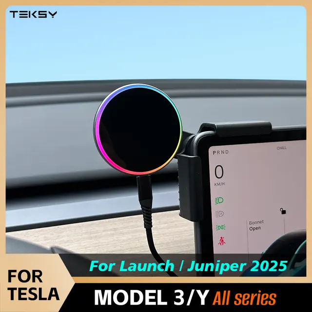 15W Magnetic Wireless Car Phone Mount for Tesla Model 3/Y