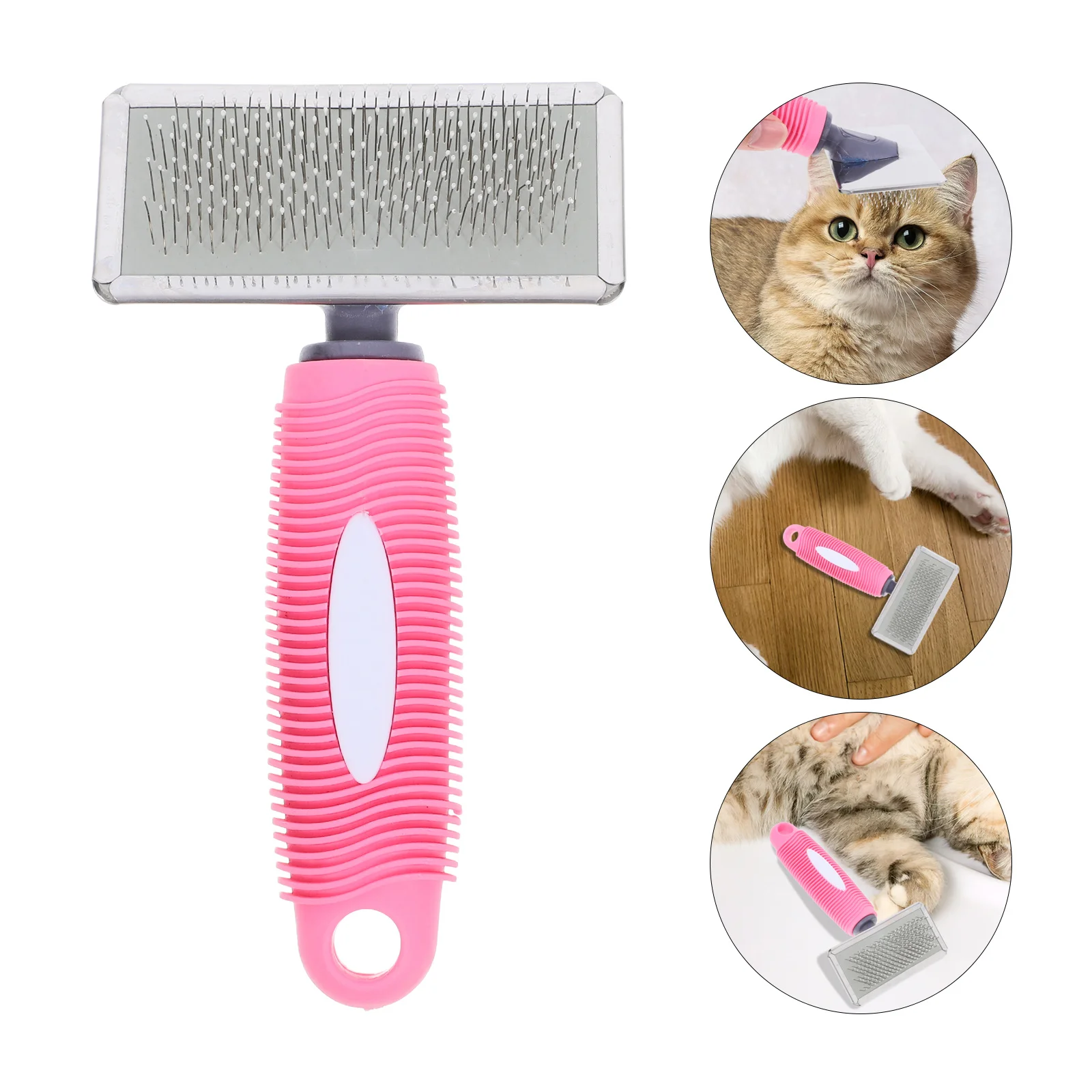 

Pet Grooming Comb Large Stainless Steel Pins Rubber Handle for Dogs Cats Shedding Dematting Slicker Brush Dog Comb