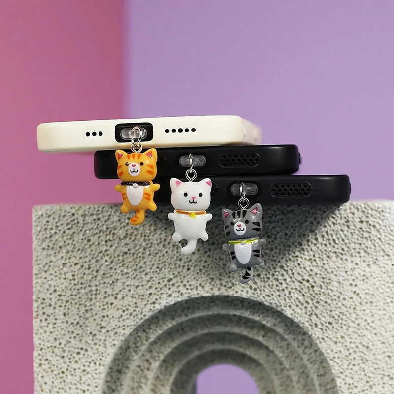 

New! 1Pcs Cute Cartoon Cat Dust Plug Phone Lanyard Type-C Mobile Phone Dust Plugs Universal Charging Port Protectors Dustplugs