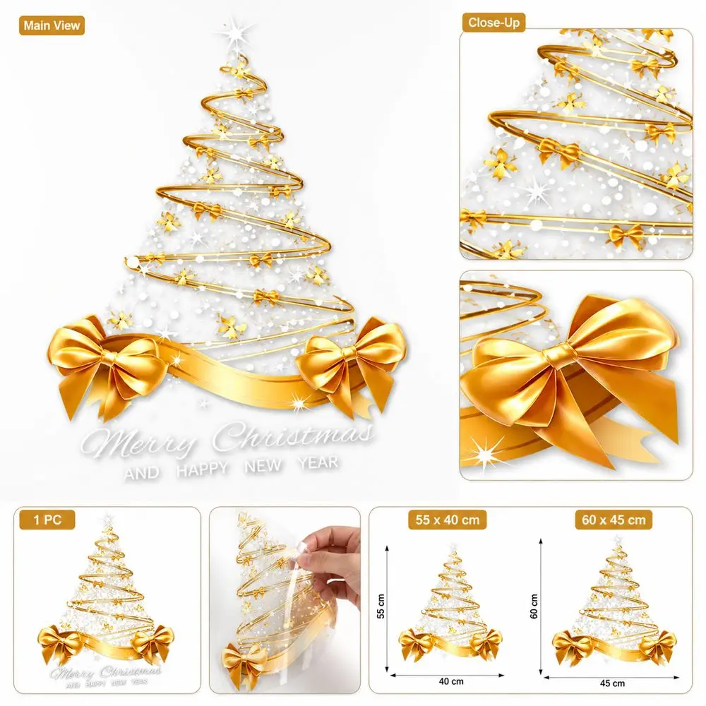 Christmas Glass Decal Christmas Window Sticker Static Cling PVC Static Cling Sticker Glass Door Decor Festive Style