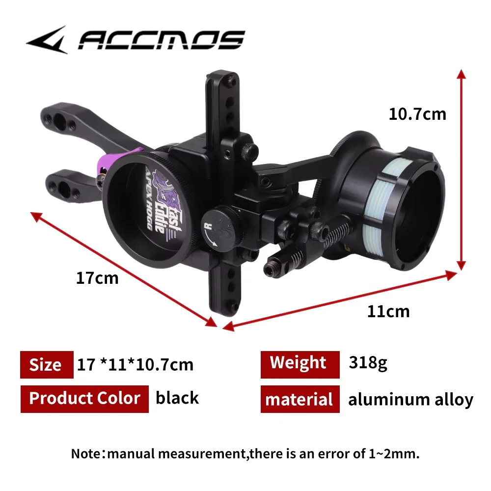 Mira de arco compuesto, 1 pines, juego de lentes 4X 6X 8X para caza, tiro con arco, accesorios