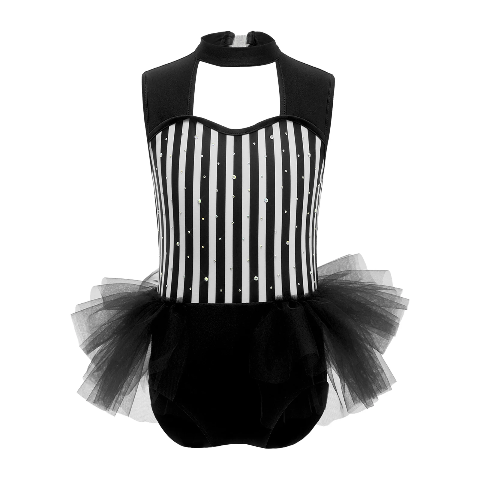 Traje de Maestra de Ceremonias de Circo para Niñas, Mono de Princesa con Rayas, Body con Volantes de Malla para Gimnasia, Ballet y Danza