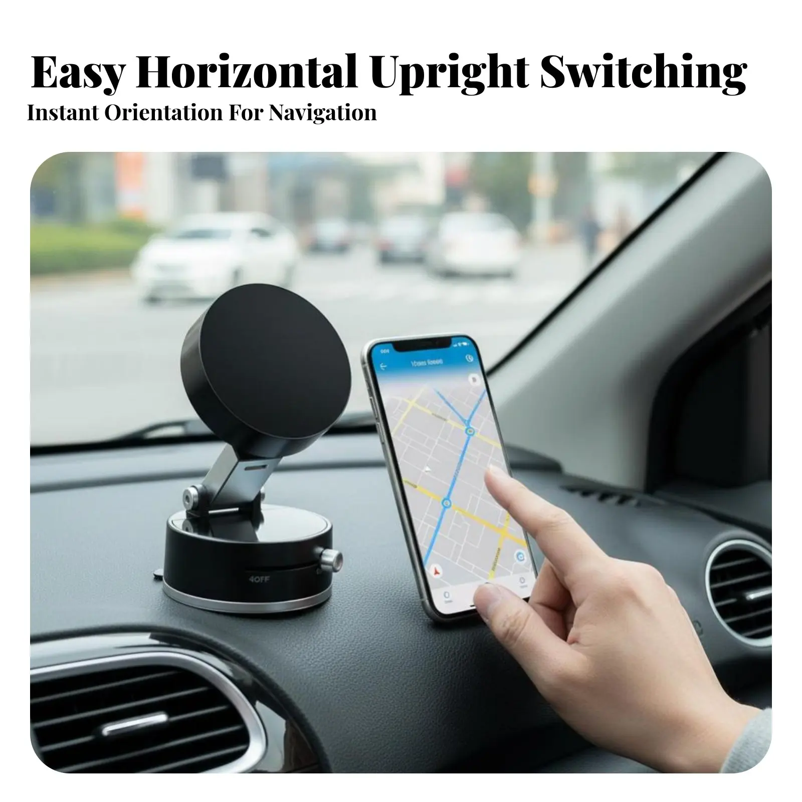 

Car Dashboard Magnetic Phone Holder, Vacuum Suction, 360° Rotating, Foldable, Universal