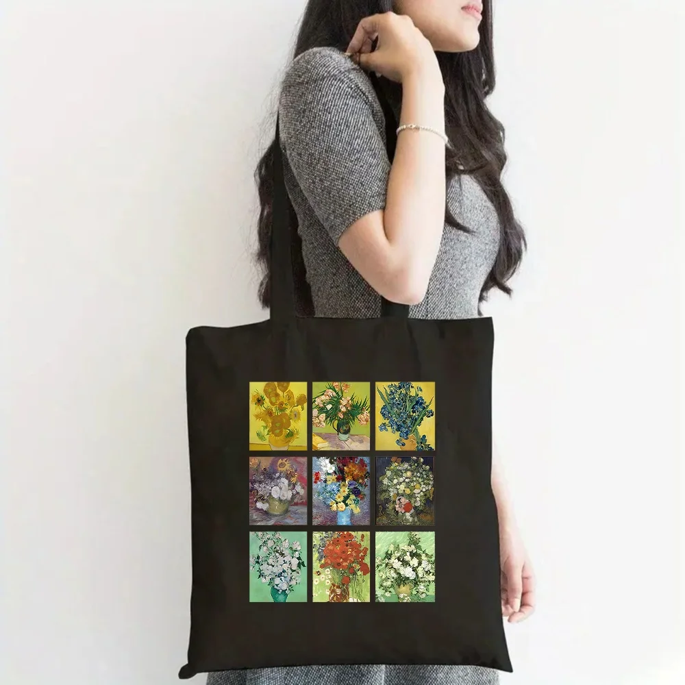 

Vintage Floral Art Collection Tote Bag Aesthetic Art Print Canvas Bag Reusable Casual Shoulder Bag for Art Lover Versatile Retro
