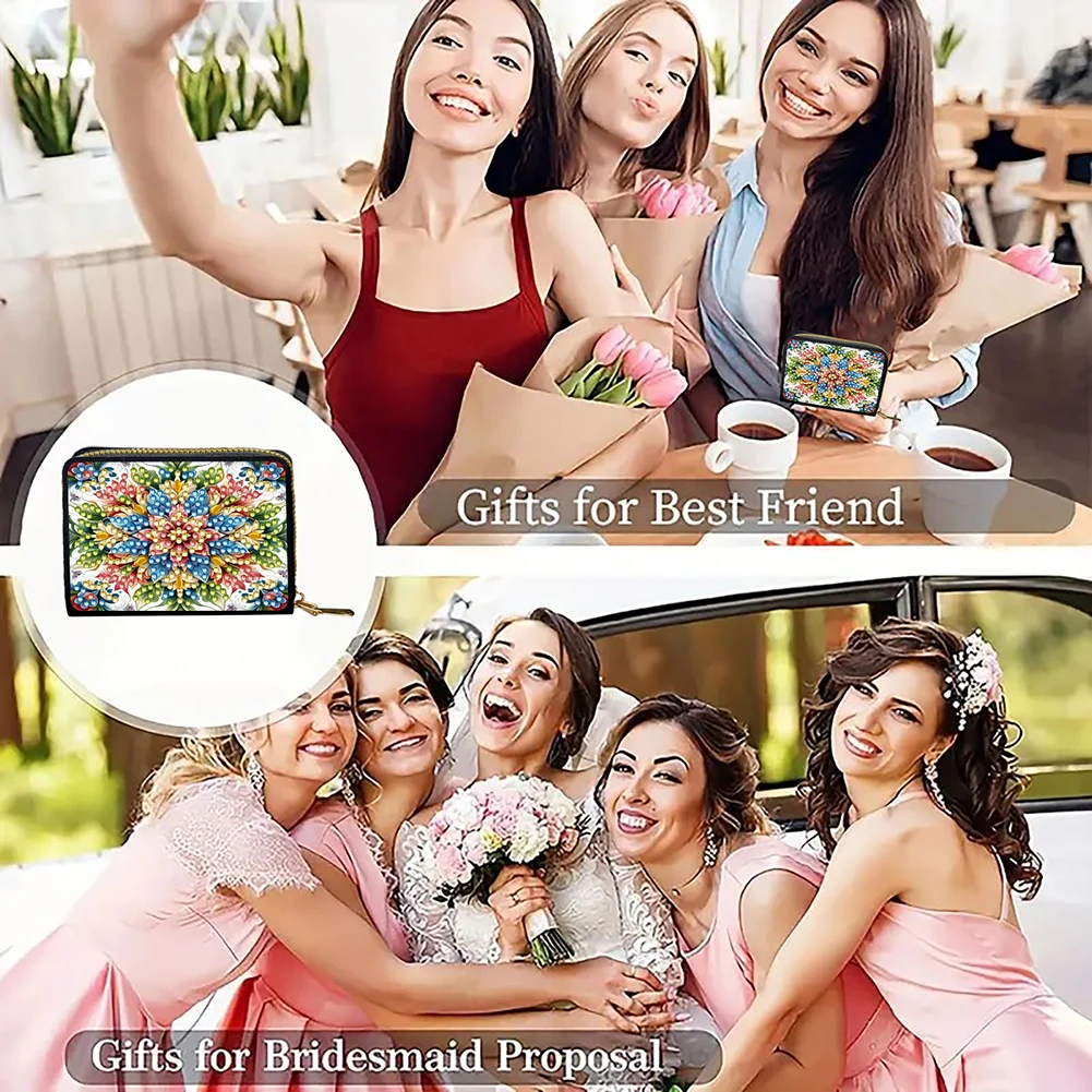 

Mandala DIY Diamond Painting Fashion Card Holder Coin Purse Gift for Friends