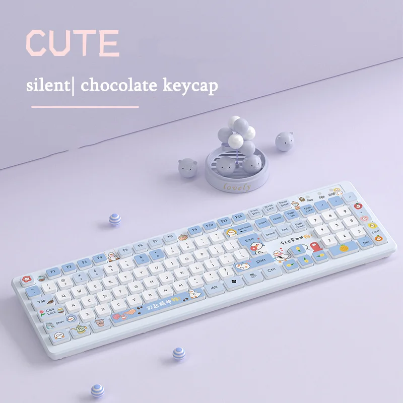 

Pink Cute 2.4G Wireless Keyboard 104 Keys Kawaii Cartoon Gaming Computer Keyboard For Girl Gamer Silent Keyboard For Laptop PC