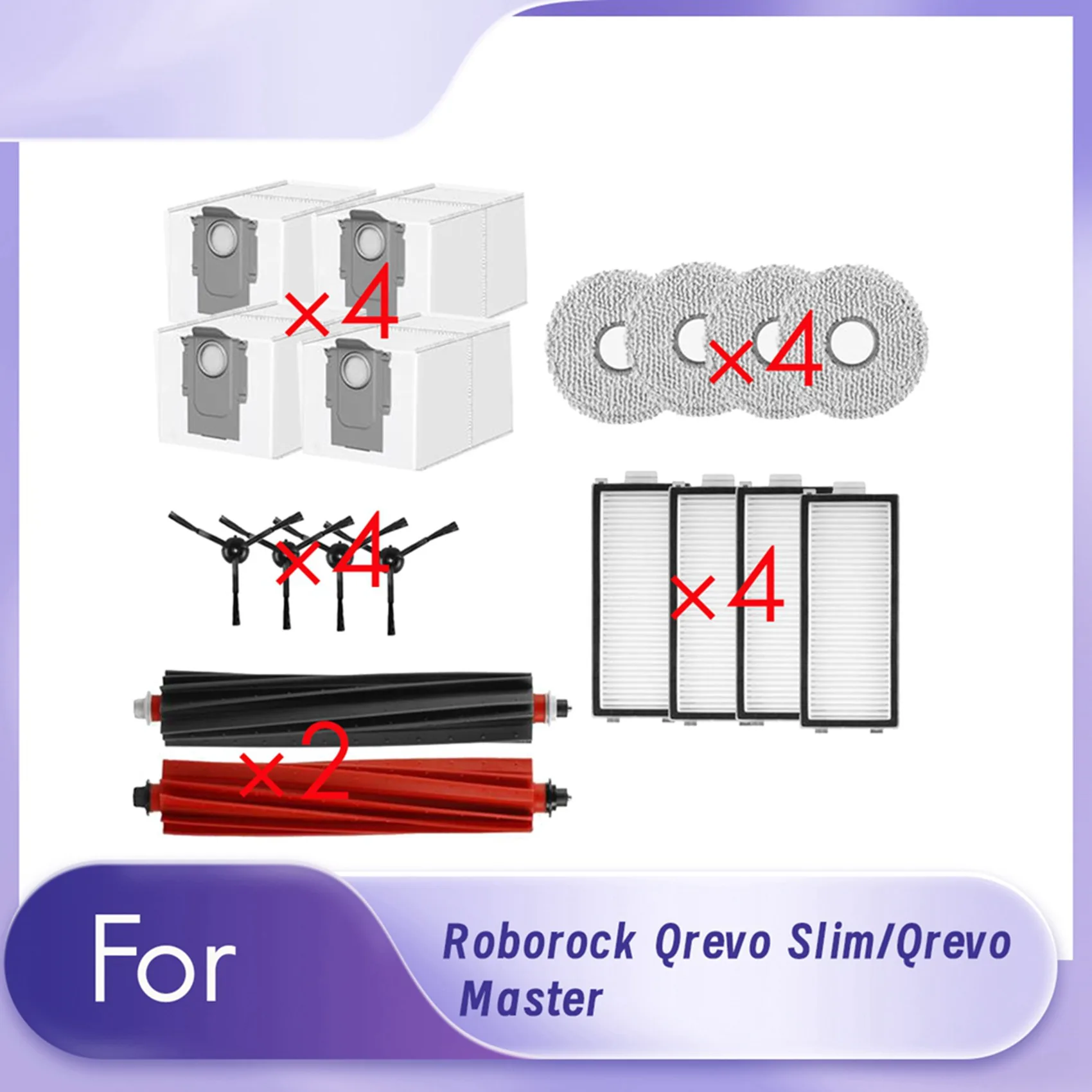 

For Qrevo Slim/Qrevo Master Sweeping Robot Main Side Brush Mop Filter Set Cleaner Parts Replacement [Zhenyi-TFBC]