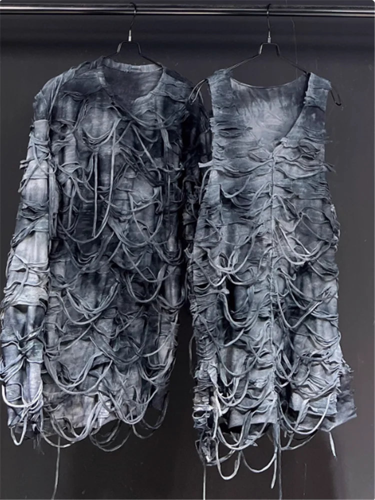 التصميم الأصلي 2025 تي شيرت جديد فضفاض غير رسمي بأكمام طويلة مصبوغ بربطة عنق للرجال والنساء