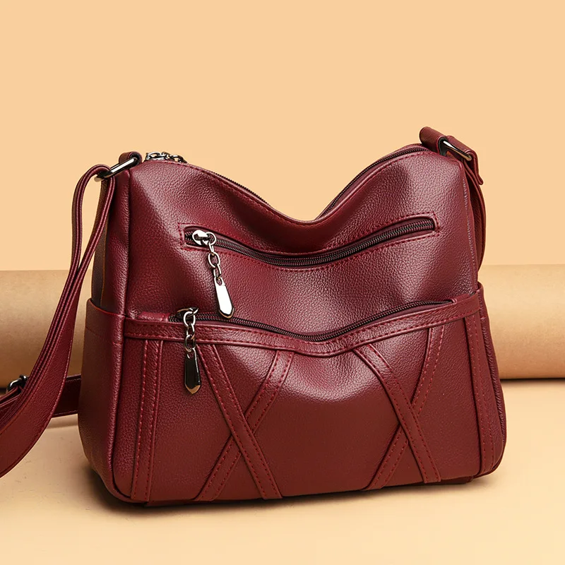 New Arrival Female Shoulder Bag Large Capacity Solid Soft Leather Multi-layer Cross-body Bag Holiday Gift For Women