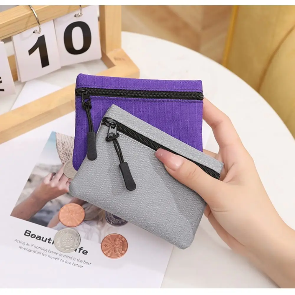 Simple Solid Color Mini Coin Purse Zipper Kid Storage Pouch Coin Key Bag Canvas Small Wallet Women Men