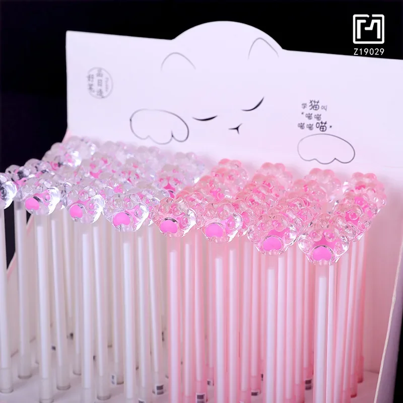 

20 шт., креативная милая хрустальная ручка с кошачьим когтем, мультяшная нейтральная ручка, офисная ручка, 0,5 игольная трубка, черные обучающие принадлежности