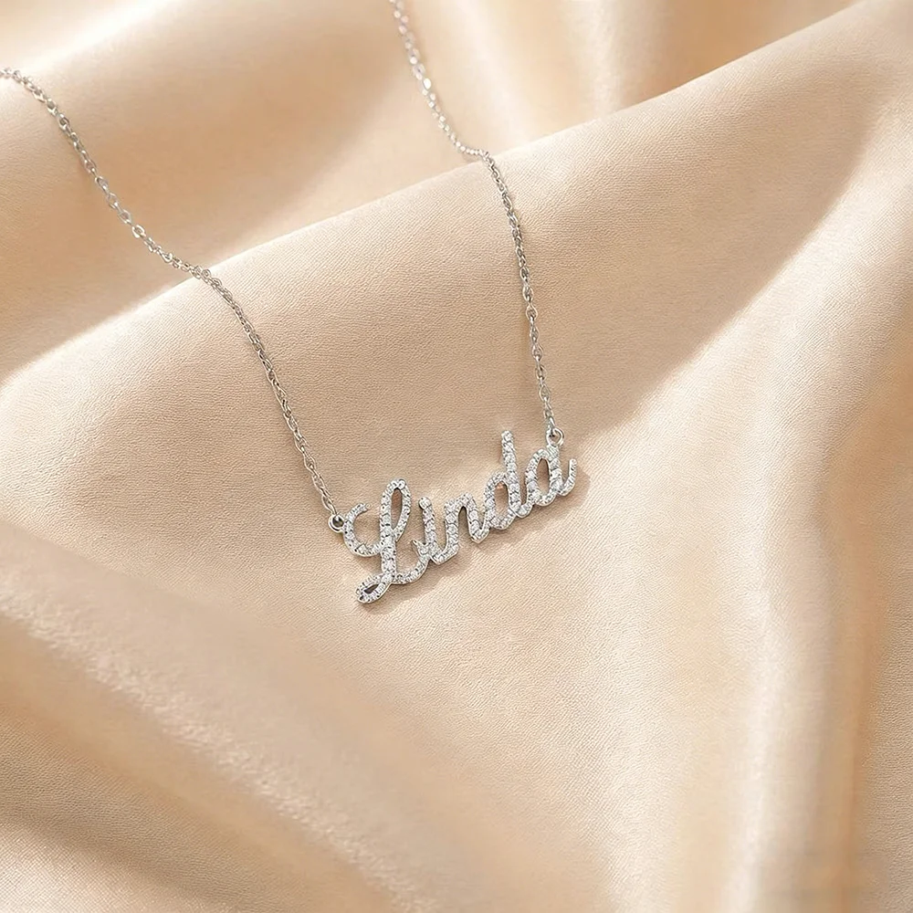 

Custom Name Diamond Necklace | Custom Text Diamond Name Necklace | Personalized Jewelry | Women's Jewelry