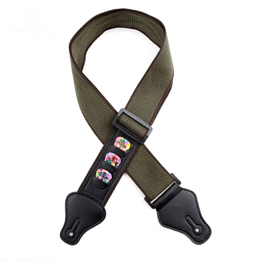 New Adjustable Guitar Strap Cotton Non Slip Electric Guitar Strap With 3 Guitar Pick Holders Guitar Accessories Bass Belt