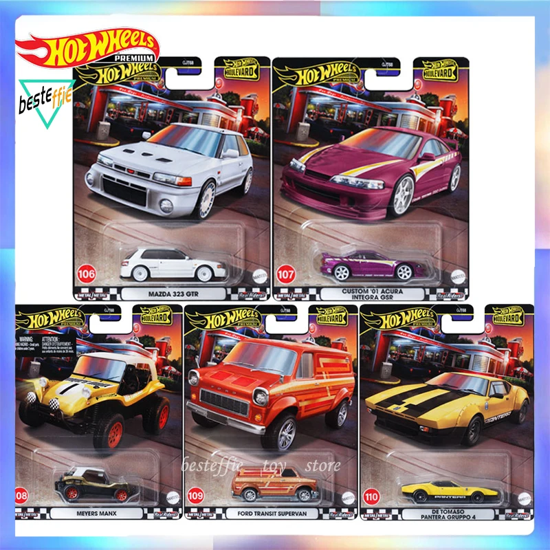 Hot Wheels premium boulevard 22 series car model Mazda 323GTR eulogize GSR MEYERSMANX Ford Travel Jar cars model for boy gift