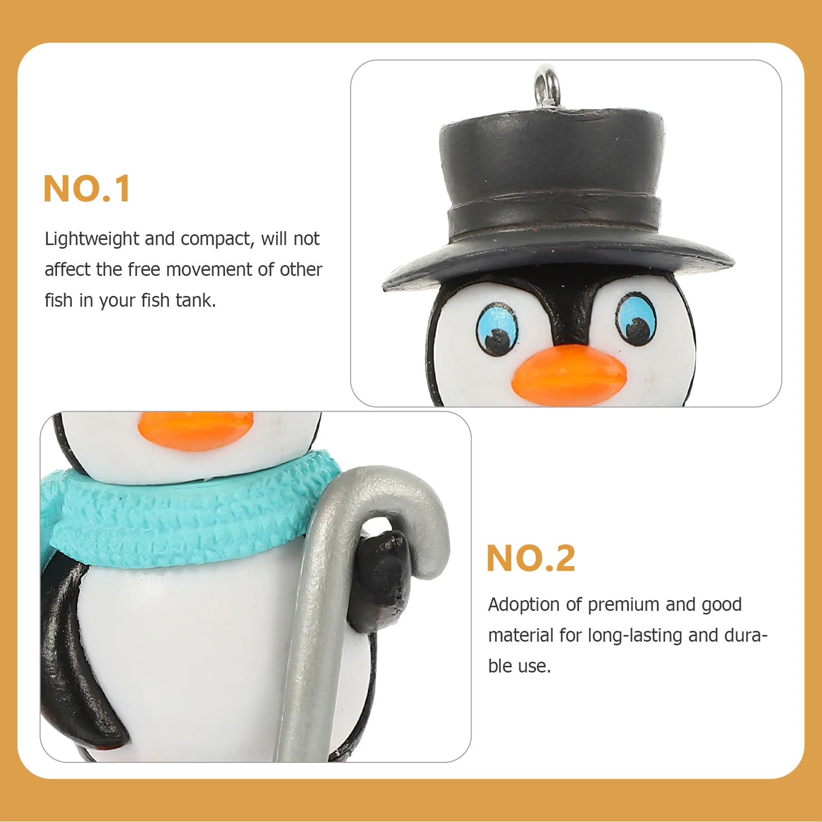 

2pcs Floating Penguin Figures Wear-Resistant Aquarium Ornament Delicate Fish Tank Decor Cartoon Penguin Figure Garden Sculpture