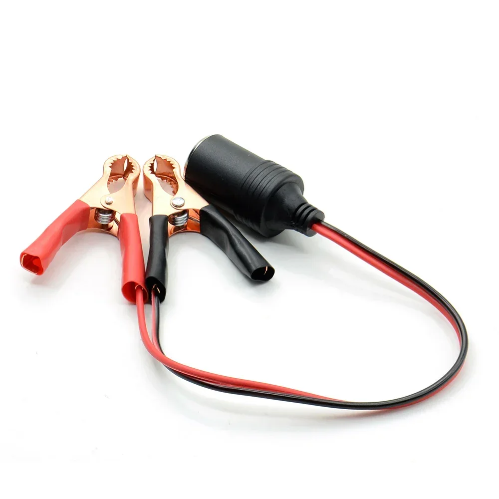 12V Female Cigarette Lighter Connector to Alligator Clip Battery Adapter Extension Terminal Clip for Car Auto Parts Accessories