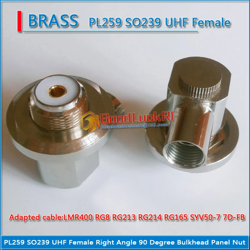 PL259 SO239 UHF Female Bulkhead Panel 90 Degree Right Angle Clamp Solder LMR400 RG8 RG213 RG214 RG165 7D-FB Cable RF Connector