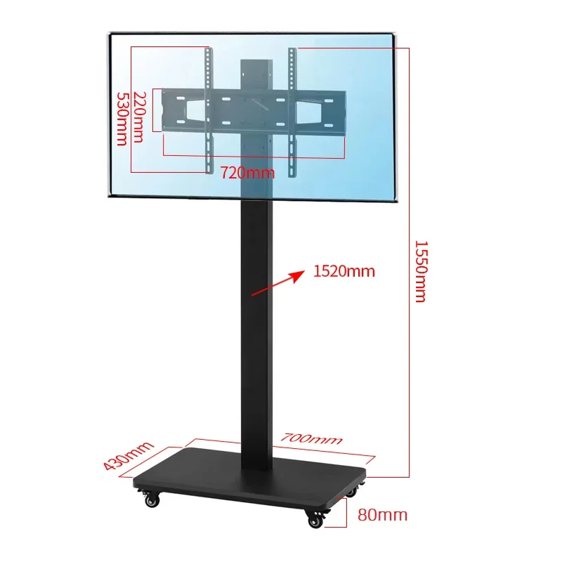 

HILLPORT 26-55"32-65" TV Cart Free Lifting Rolling Mount Stand Trolley Plasma Screen LED LCD Monitor Low Height Soporte TV Mesa